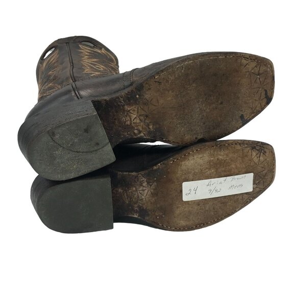 Ariat Circuit Striker Men 9/42 Square Toe Western Boot Brown Embroidered Leather - Picture 7 of 11